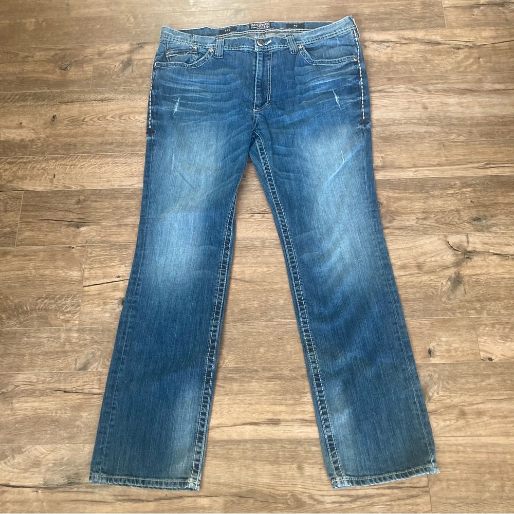 Affliction Ace Distressed Straight Leg Denim Jeans - Picture 2 of 8